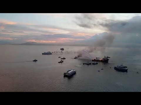 Philippine ferry with 82 people onboard catches fire, 1 injured