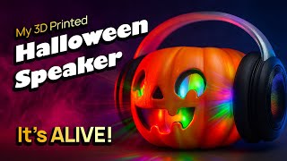 3D Printed Pumpkin Boombox. Halloween Diy Speaker Build