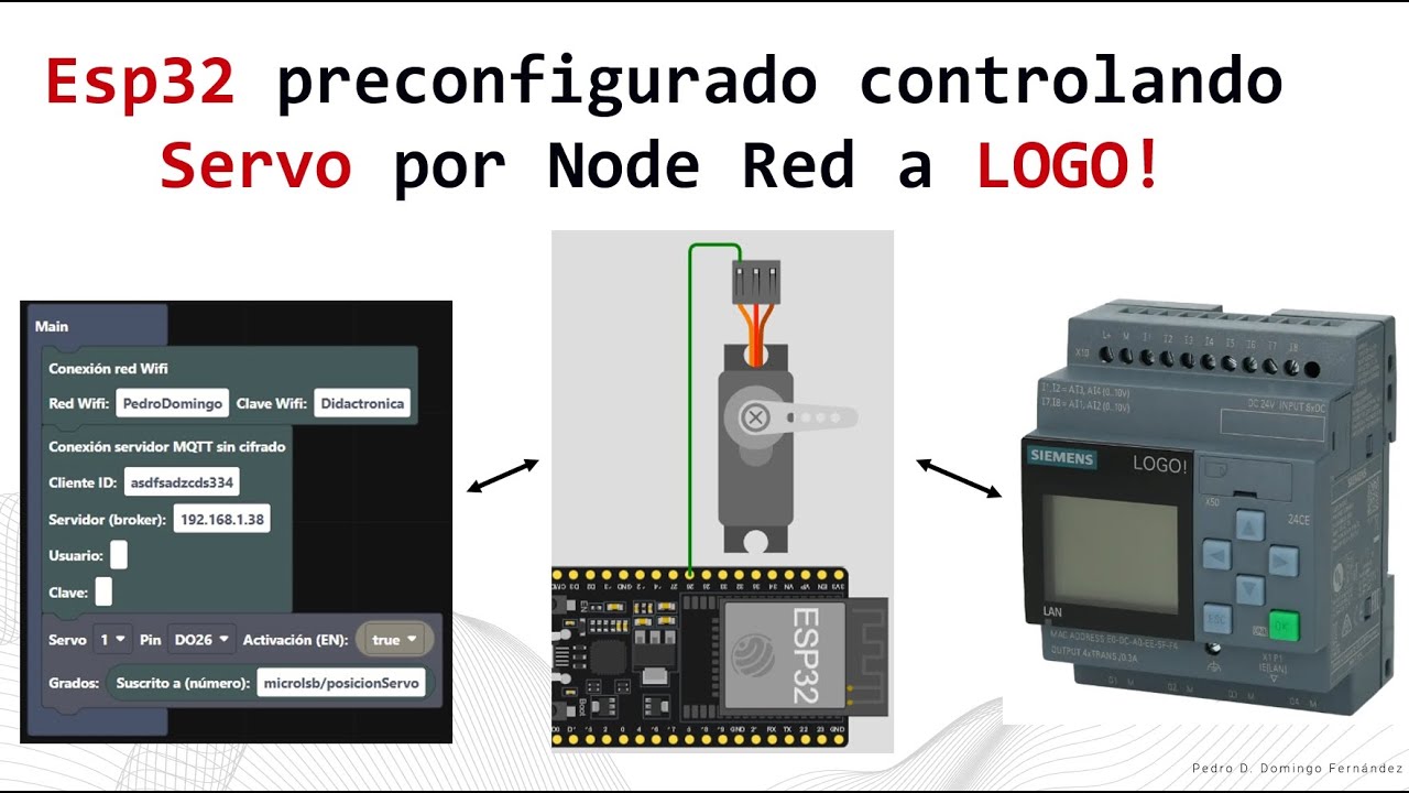 Datos enteros desde LOGO a Esp32 a través de Node Red para control de Servo