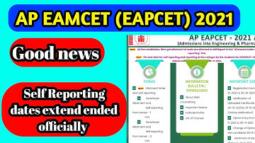 Ap Eamcet(Eapcet) 2021 | Self Reporting Dates Extended officially |