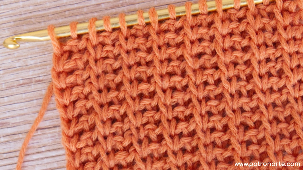 Nueva Versión del Punto Tunecino Falso Punto Inglés de Crochet Tunecino Más Ligero