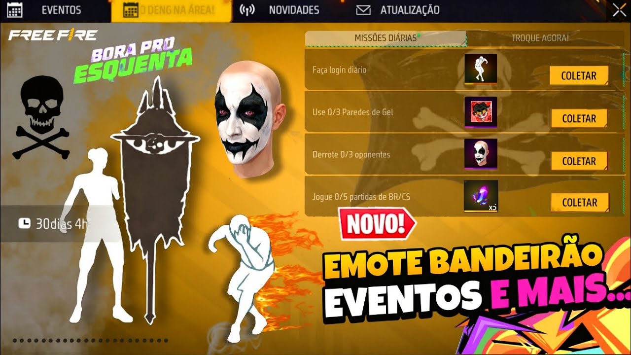 FINALMENTE? PEGUE O BANDEIRÃO, 2° EMOTE GRÁTIS E MANÍACO DO GOLPE RAIZ NO FREE FIRE