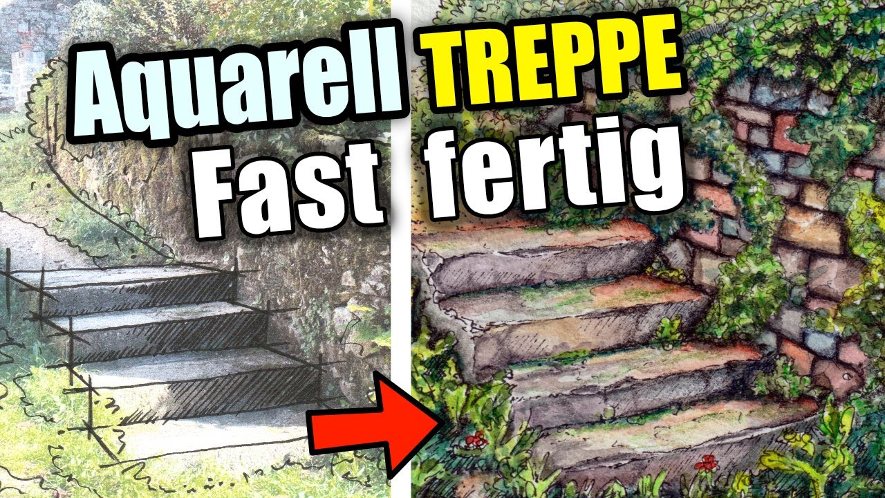Mit Aquarellfarben eine Treppe malen - SO gehts! 👍