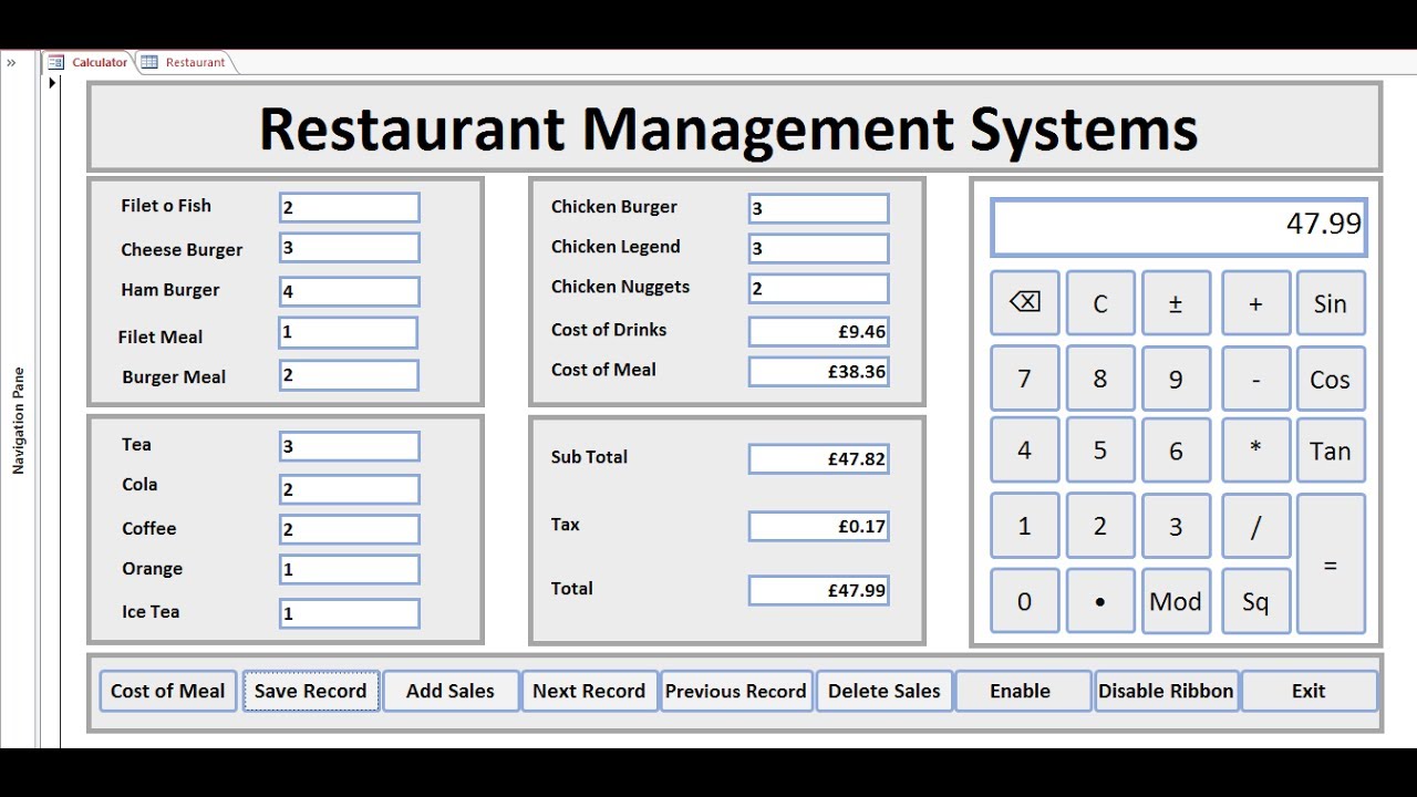 How to Create Restaurant Management Systems in Microsoft Access 2016 - Tutorial 1 of 2 - YouTube