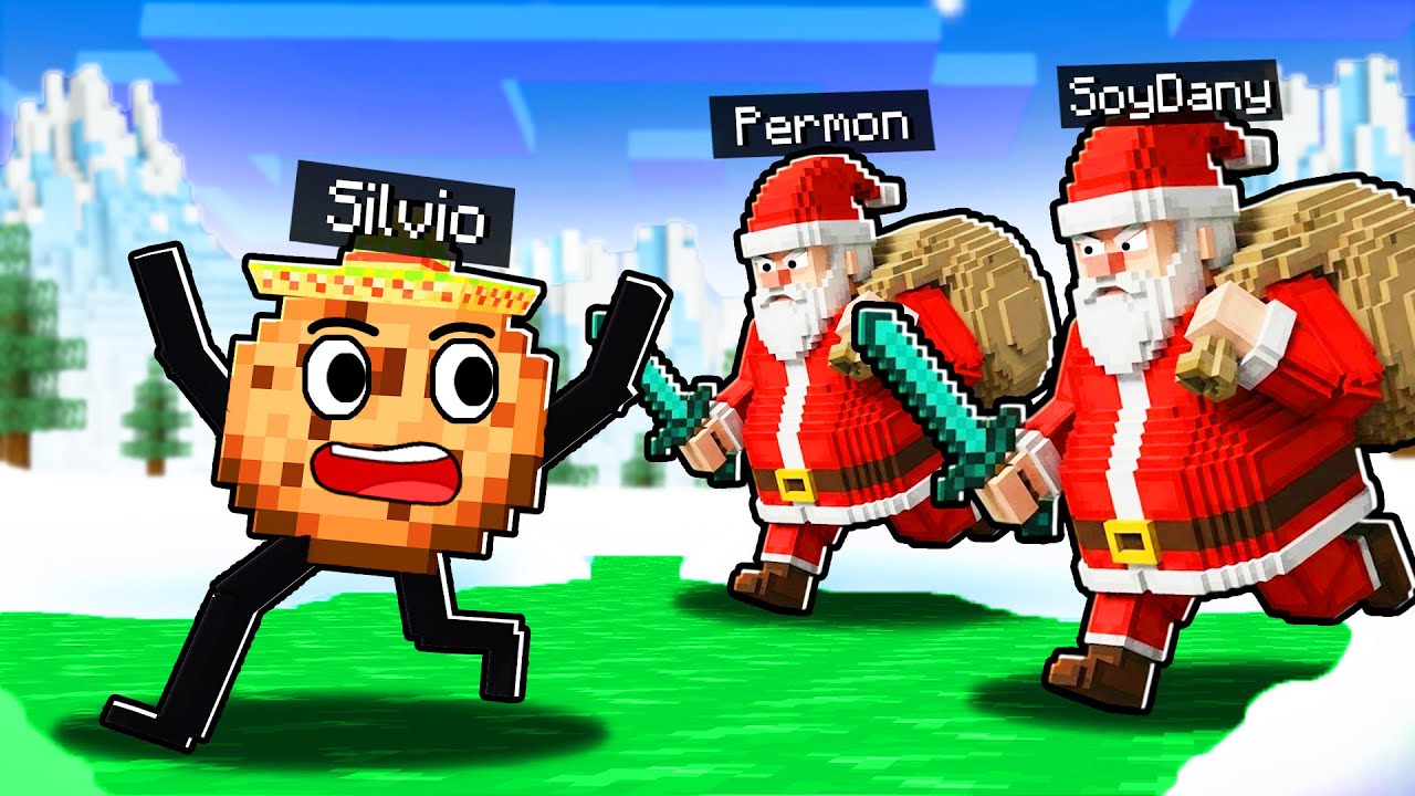 Minecraft: 3 CAZADORES SANTA vs 1 CORREDOR GALLETA 😱🔪🍪🎅 SILVIO vs 3 ASESINOS en MINECRAFT SPEEDRUN