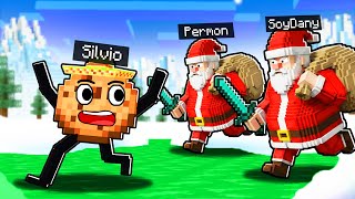 Minecraft: 3 CAZADORES SANTA vs 1 CORREDOR GALLETA 😱🔪🍪🎅 SILVIO vs 3 ASESINOS en MINECRAFT SPEEDRUN