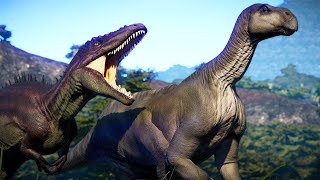 ALL HERBIVORES & CARNIVORES DINOSAURS BATTLE ROYALE ON ISLA SORNA IN JURASSIC WORLD EVOLUTION