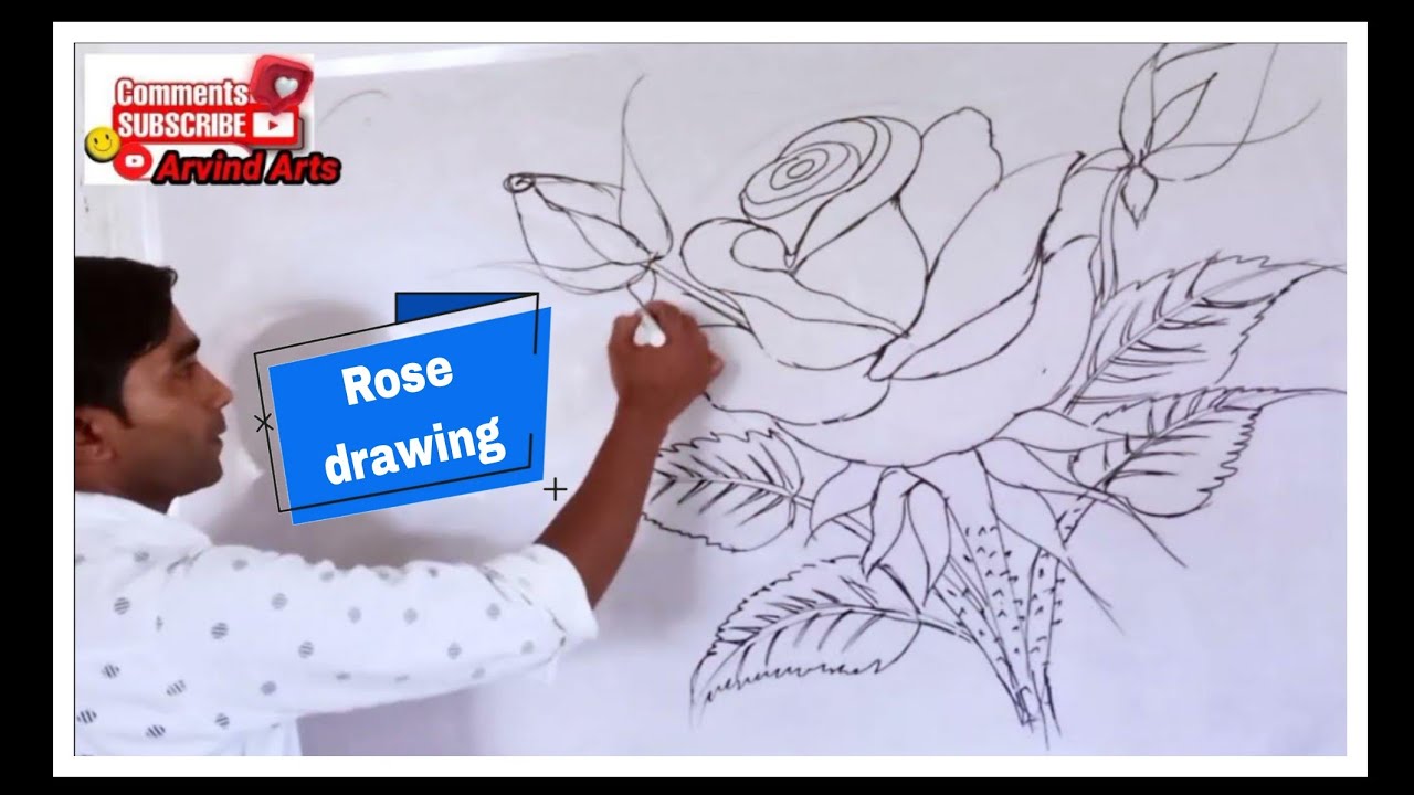 How to make a rose drawing | Flower drawing on whiteboard - YouTube