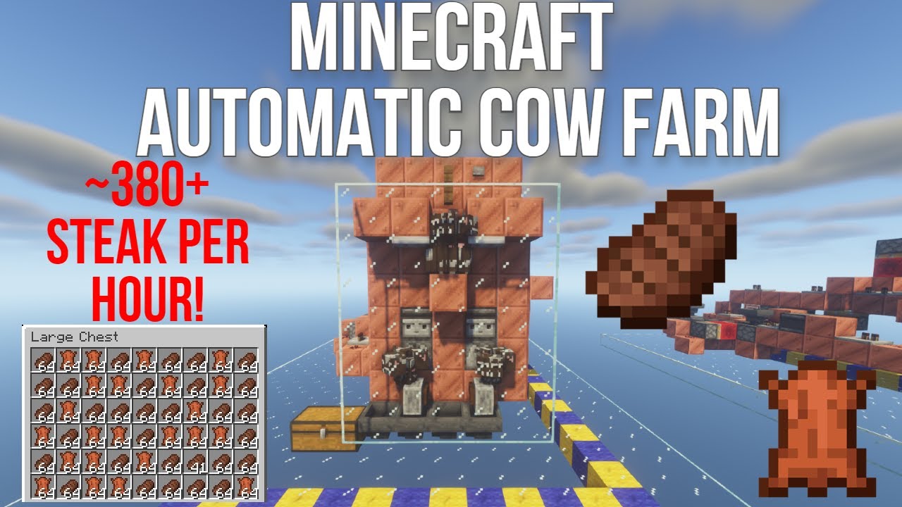 Leather Farm Minecraft Java 1.19 Automatic Cow Farm | Steak and Leather Drops Only - YouTube