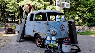 Cleaning the Nasty Forgotten Vw Bus - Garage Find 1962 Vw Double Cab - What's inside ?