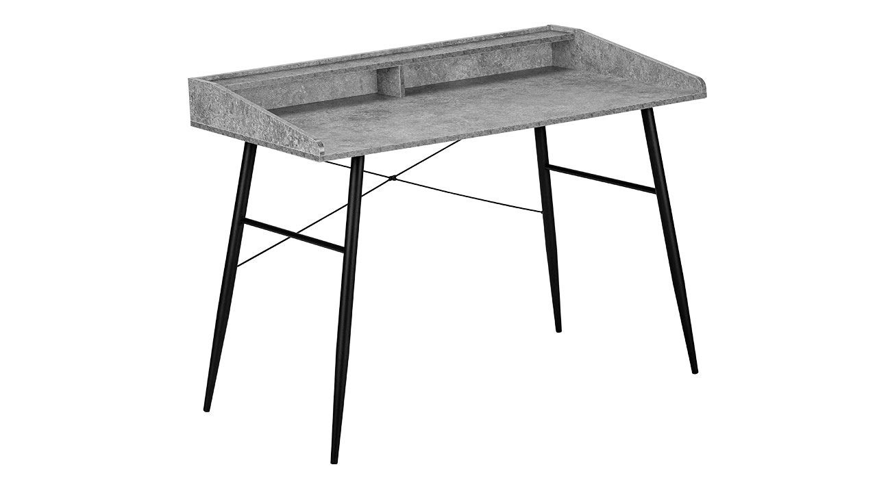 I 7540 Computer Desk - 48"L / Grey Stone-Look / Black Metal - YouTube