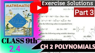 CLASS 9th CBSE, Maths NCERT CH 2 Polynomials, Exercise Solutions 2.4 (Question No. 1 To 4)PART 3 ✅