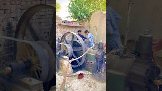 32 Hp Ruston Heavy Old Oil Desi Black Engine Startup Two Young Man #dieselengine #viral #shortvideo