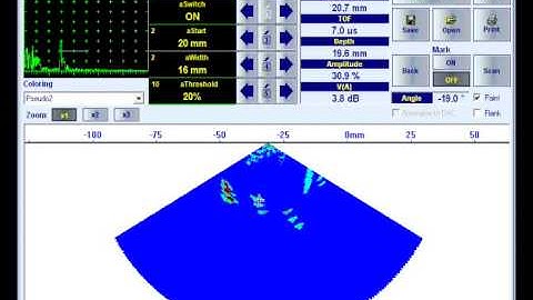 Phased Array Ultrasonic NDT - ISonic 2009 UPA Scope - Sector scan long wave 004
