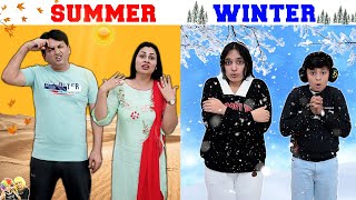SUMMER vs WINTER | Family comedy eating challenge | Aayu and Pihu Show screenshot 2