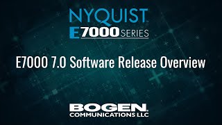 Nyquist E7000 7.0 Software Overview
