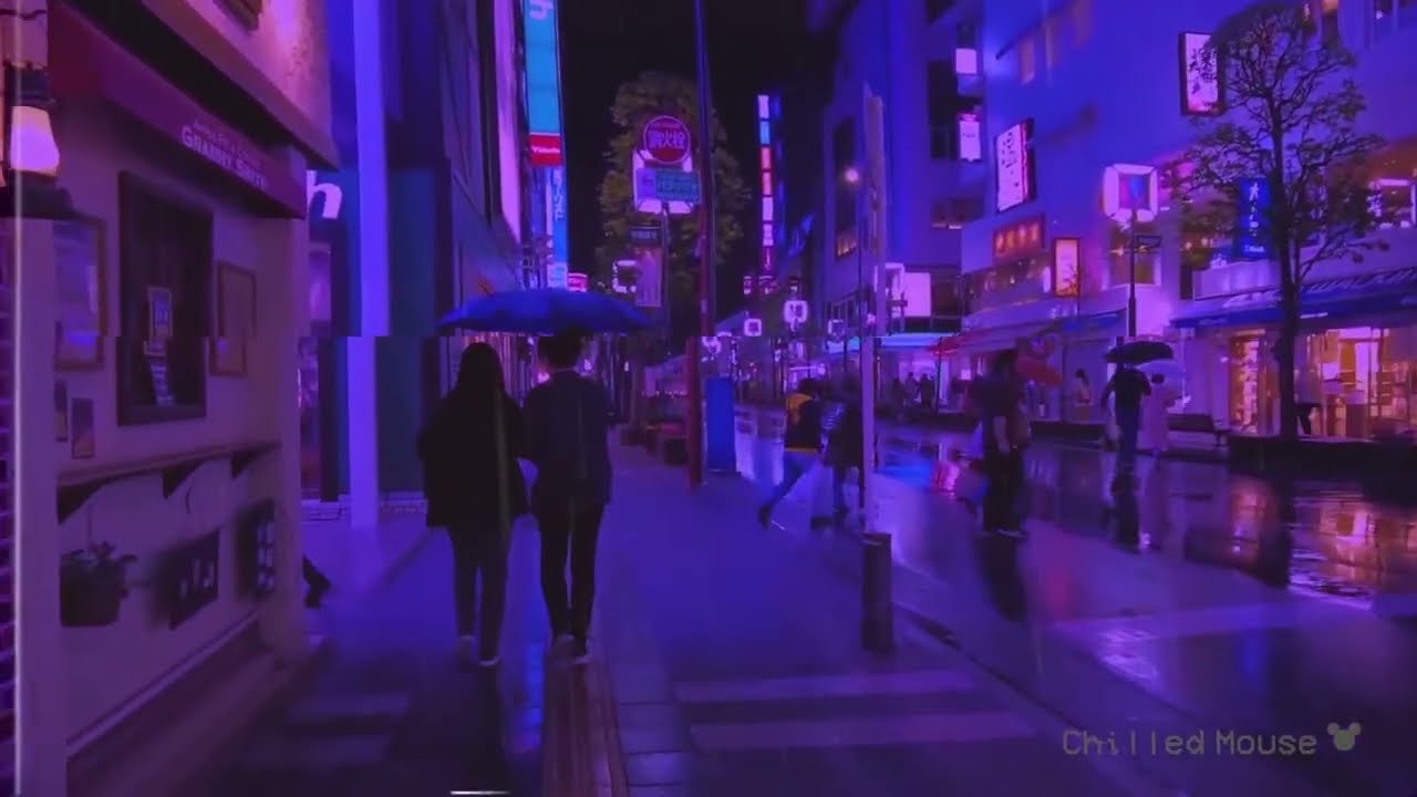 ☔️【﻿Ｋｉｃｈｉｊｏｊｉ】 Night rain walks in Tokyo + chill vhs neon visual (lofi hip hop mix for chill/sleep)