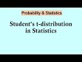 Probability and Statistics | student t-distribution and its application
