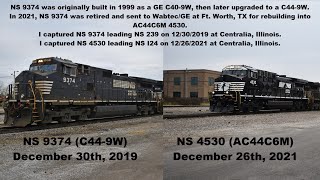 NS 9374 to NS 4530 (C44-9W to AC44C6M Before and After)