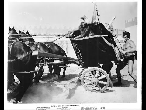 CHARIOT SCENE stunt, SAMSON & the 7 MIRACLES OF THE WORLD, Gordon Scott. 1961.