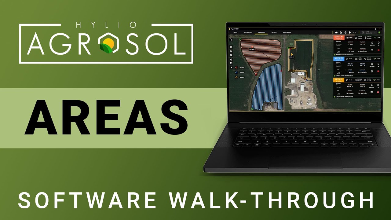 Hylio AgroSol Ground Control Software - Areas - YouTube
