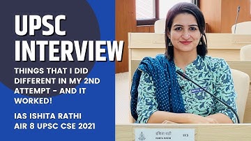 UPSC Interview | IAS Ishita Rathi AIR 8 CSE 2021 | Preparation Tips #upscmainsresults2022