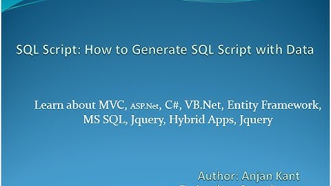SQL DB Script: How to Generate SQL Script with Data