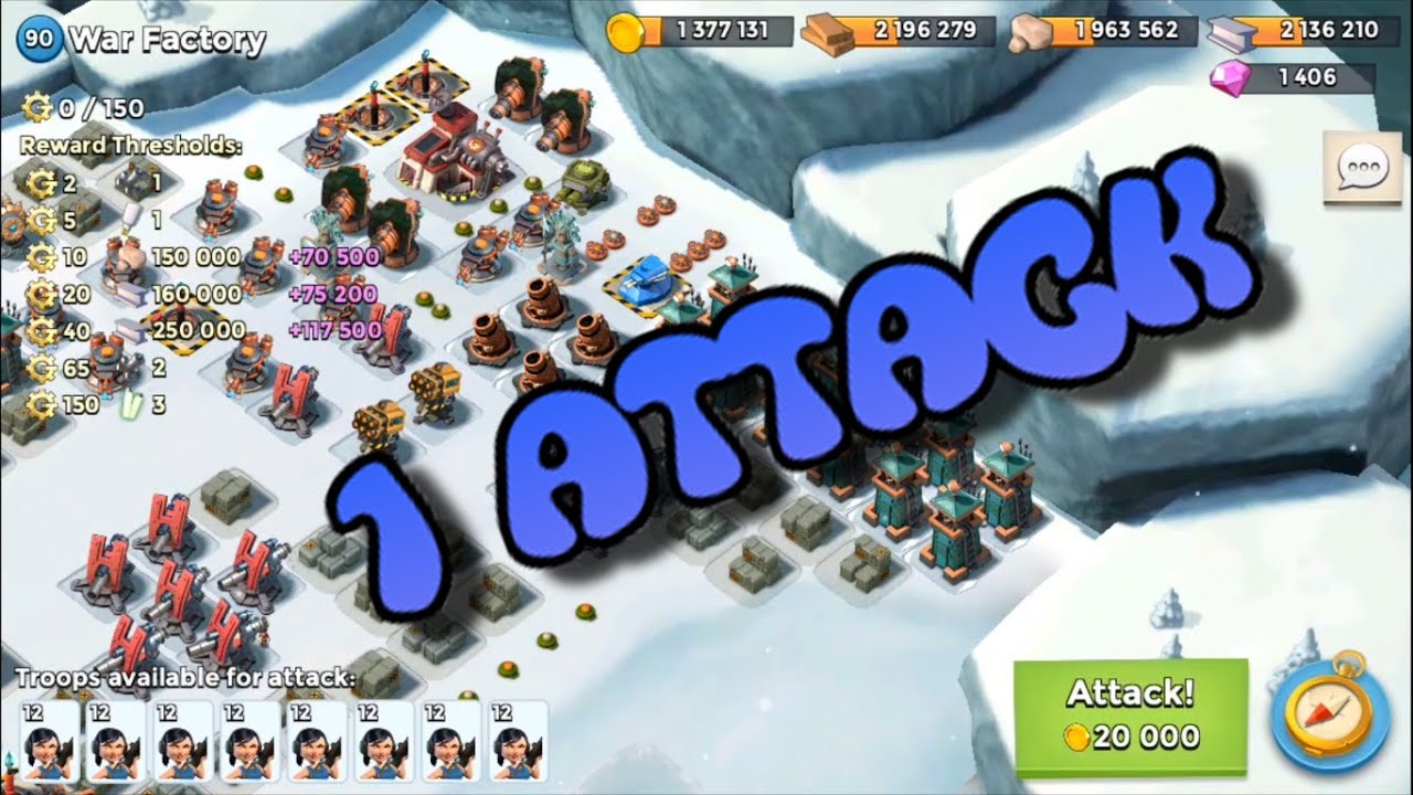 1 Attack Gearheart Takedown Boom Beach Gameplay YouTube
