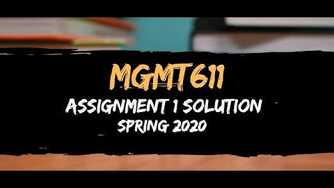 MGMT611 Assignment 1 solution spring 2020