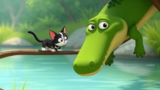 Cat Meets Crocodile: Their Secret,The Day a Cat Tamed a Crocodile (Cute 3D Animation)