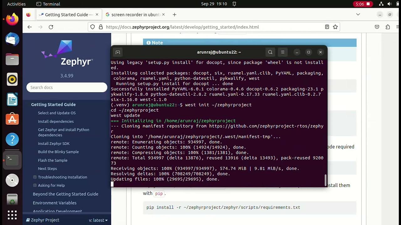 Install Zephyr and Zephyr sdk in Ubuntu 22.04 - YouTube