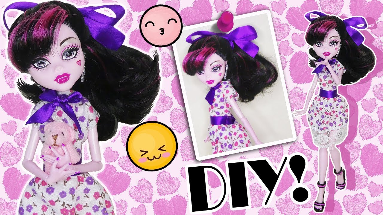 DIY- How to make a lovely dress for a Monster High doll + pattern - YouTube
