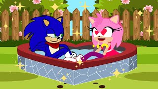 Sonic And Amy Build A Beautiful Waterfall Heart Very Easy - For Sonic Family Garden kb40 - Kim 100