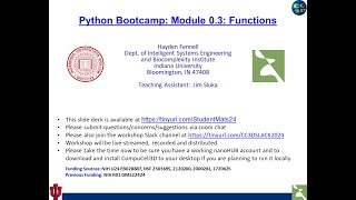 CC3D WS Bootcamp 0.3: Dictionaries, Functions, Scope, Modules [Hayden Fennell] July 28, 2024