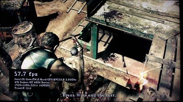 RESIDENT EVIL 5 BENCHMARK DX10 1920X1080 4XAA ATI 4850 @750MHz Q9550 @4.0GHz