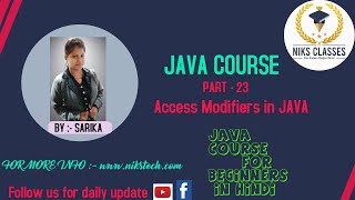 JAVA COURSE ( PART - 23 ) Access Modifiers in JAVA | JAVA COURSE FOR BEGINNERS IN HINDI #javacourse