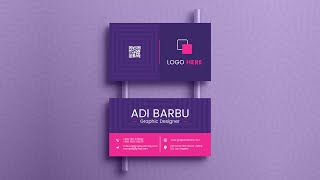 How to Make Violet &amp; Pink Color Simple Business Card Design in Photoshop