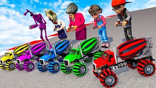Scary Teacher 3D - GTAV Funny Race Concrete Mixing Truck Giant Wheel in Crazy Challenge  لعبة الشرطة screenshot 1