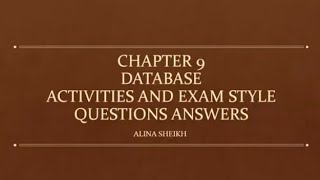 ACTIVITY 9.4 ANSWERS CHAPTER 9 DATABASE