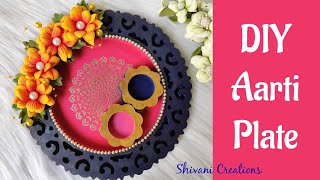 Aarti Plate for Festival/ Foam Flowers/ Decorative Platter