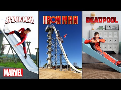 How Marvel Characters go down a slide. (Funny Compilation Part 1-2)