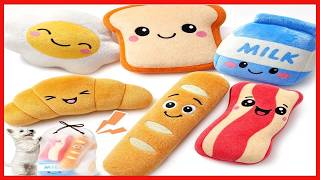 KIPRITII Breakfast Squeaky Dog Toys for Small Dogs with Storage Bag