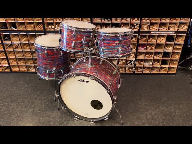VINTAGE]LUDWIG 60' PsychedelicRed Drum Set 22BD 16FT 12TT 13TT