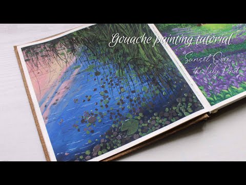 Lily Pond Gouache painting tutorial🌸✨