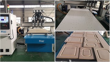 Drilling holes with a woodworking cnc router 4 spindles