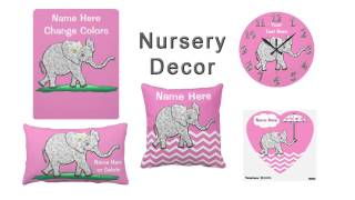 Pink and Gray Elephant Nursery Decor for Girls