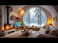 Snowy Cave morning | Crackling Fire &amp; Gentle Snowfall for Deep Relaxation 🌲🔥