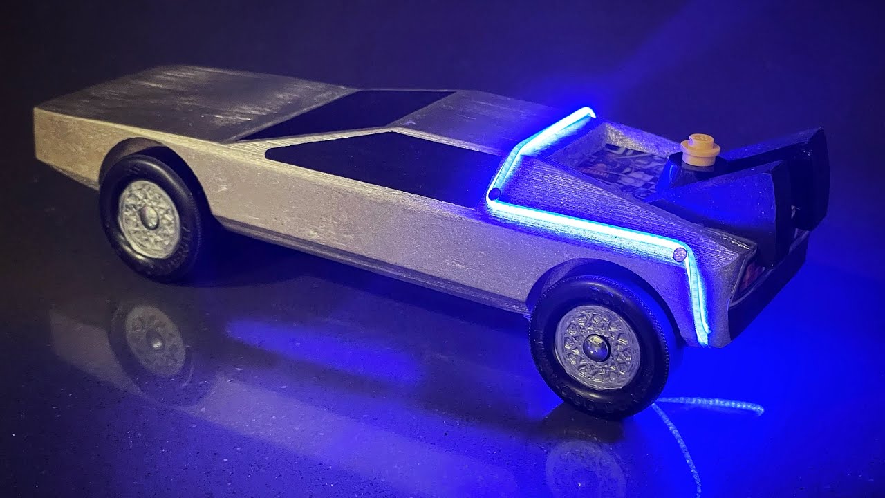 How to build a pinewood derby DeLorean time machine 