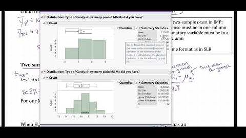 Two sample t test in JMP