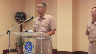 131艦隊少將艦隊長胡志政 說明海軍金江軍艦誤射雄三飛彈（記者董俊志）